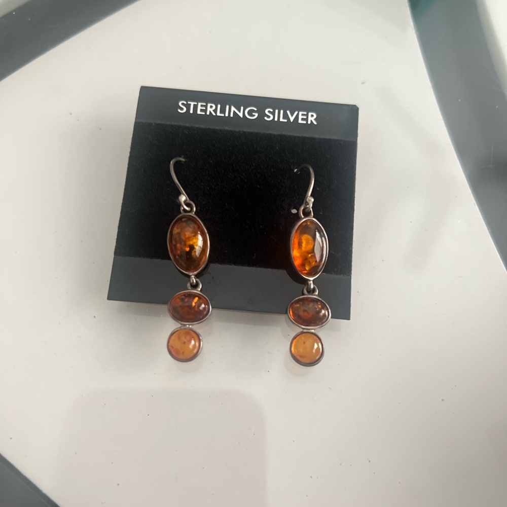 Amber Sterling Silver Earrings